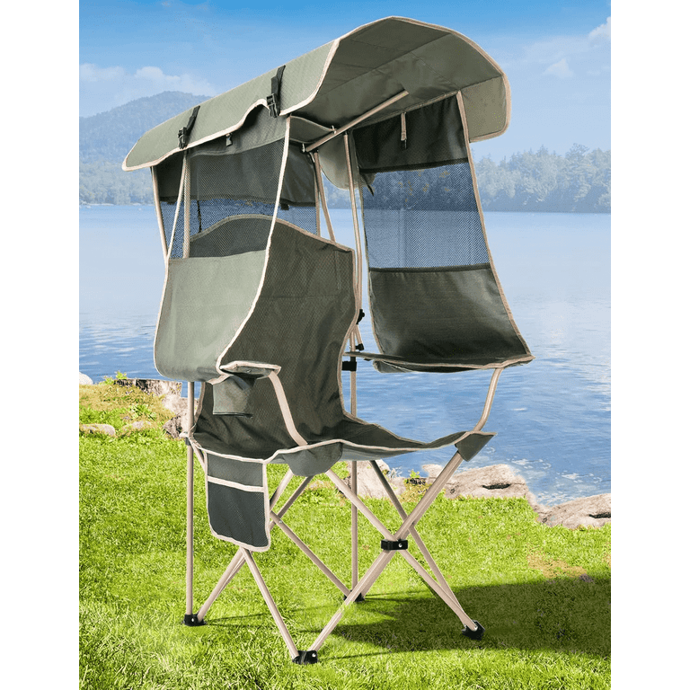 VicTsing Heavy Duty Beach Chair with Canopy Shade, Folding Outdoor