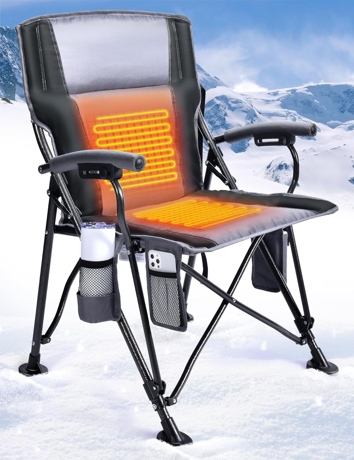 VictSing Heated Camping Chairs, Outdoor Folding Camp Chairs for Adults