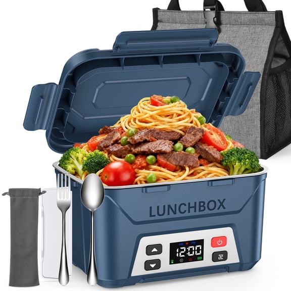 Victsing Rechargeable Lunch Box Cordless, Portable Electric Food Warmer with Auto Keep Warm, 5.5 Cups, for Work, Travel & Car (Blue)