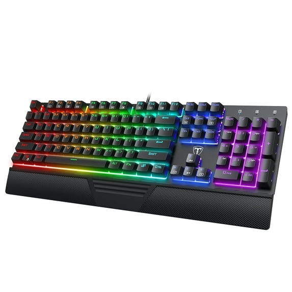VictSing Mechanical Gaming Keyboard, Full Size USB Computer Keyboard with Multi Backlit Modes, Blue Switches Wired Gaming Keyboard Compatible with Windows/PC Game/Mac OS