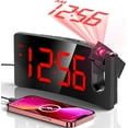 thumbnail image 1 of VictSing Modern Curved Design Projection Alarm Clock - 180° Rotatable Projector, 3-Level Brightness Dimmer, Progressive Volume, 9-Minute Snooze, 12/24H Format for Bedroom, 1 of 6
