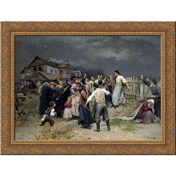 Victime of fanatisme 24x20 Gold Ornate Wood Framed Canvas Art by Pymonenko, Mykola