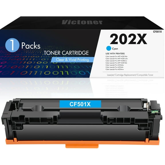 Victoner 1-Pack Compatible Toner for HP 202X 202A CF500X Pro MFP M281fdw M254dw M281cdw M281 M281dw M280nw Printer Cyan