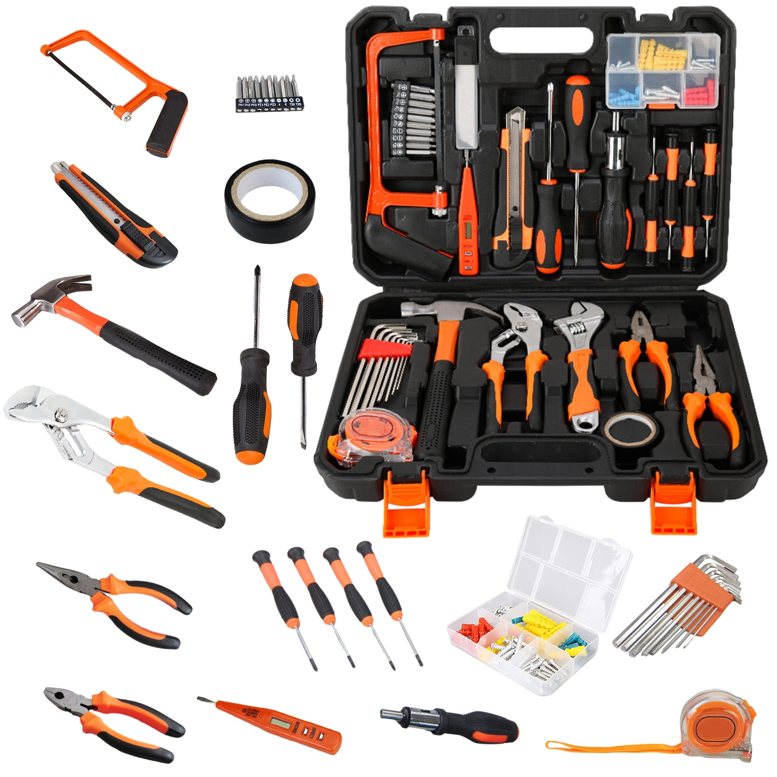 Victool 100pcs Multifunctional Household Tool Kits Hammer Pliers Wrench Tape Measure Screwdriver Set