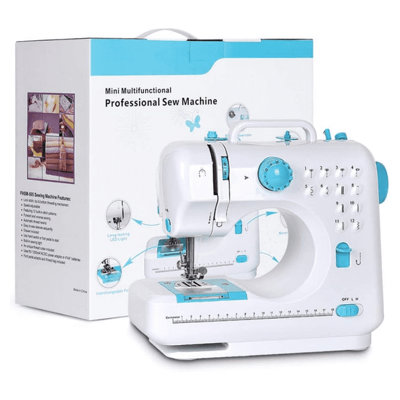 Victool 12 Stitches Electric Sewing Machine Mini Household Double Thread Sewing Machine US 110V Blue