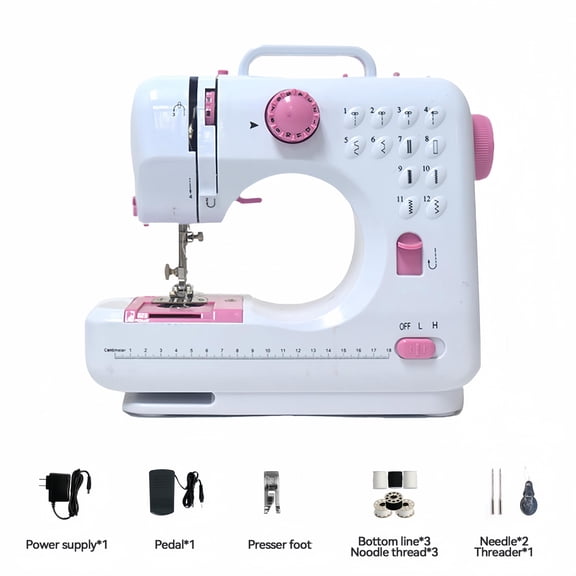 Victool 12 Stitches Electric Sewing Machine Mini Household Double Thread Sewing Machine US 110V Pink