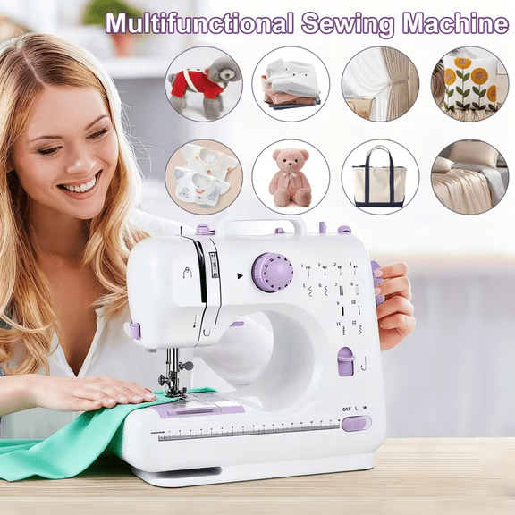 Victool Portable Sewing Machine for Beginners,Maquina de Coser,Purple | 12 Stitches,2 Speeds, Foot Pedal, Dual Power, Mini Electric