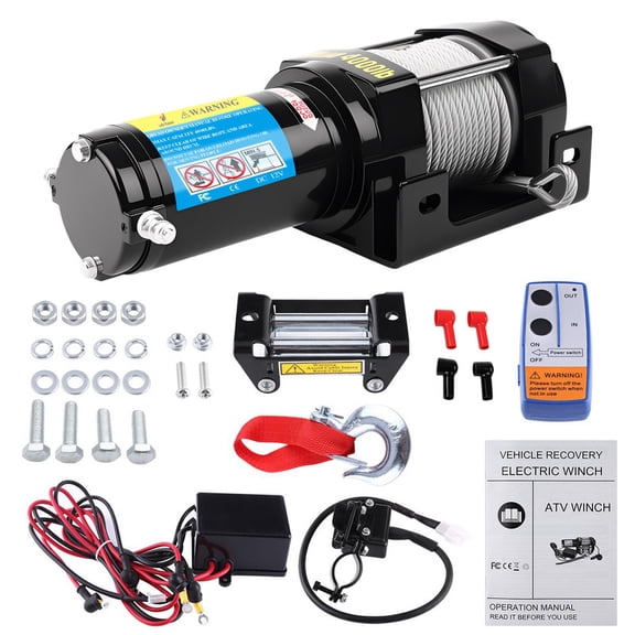 Victool 12V 4000lbs Electric Winch 15m Steel Rope with Wireless Remote Control for Towing SUV Truck Car