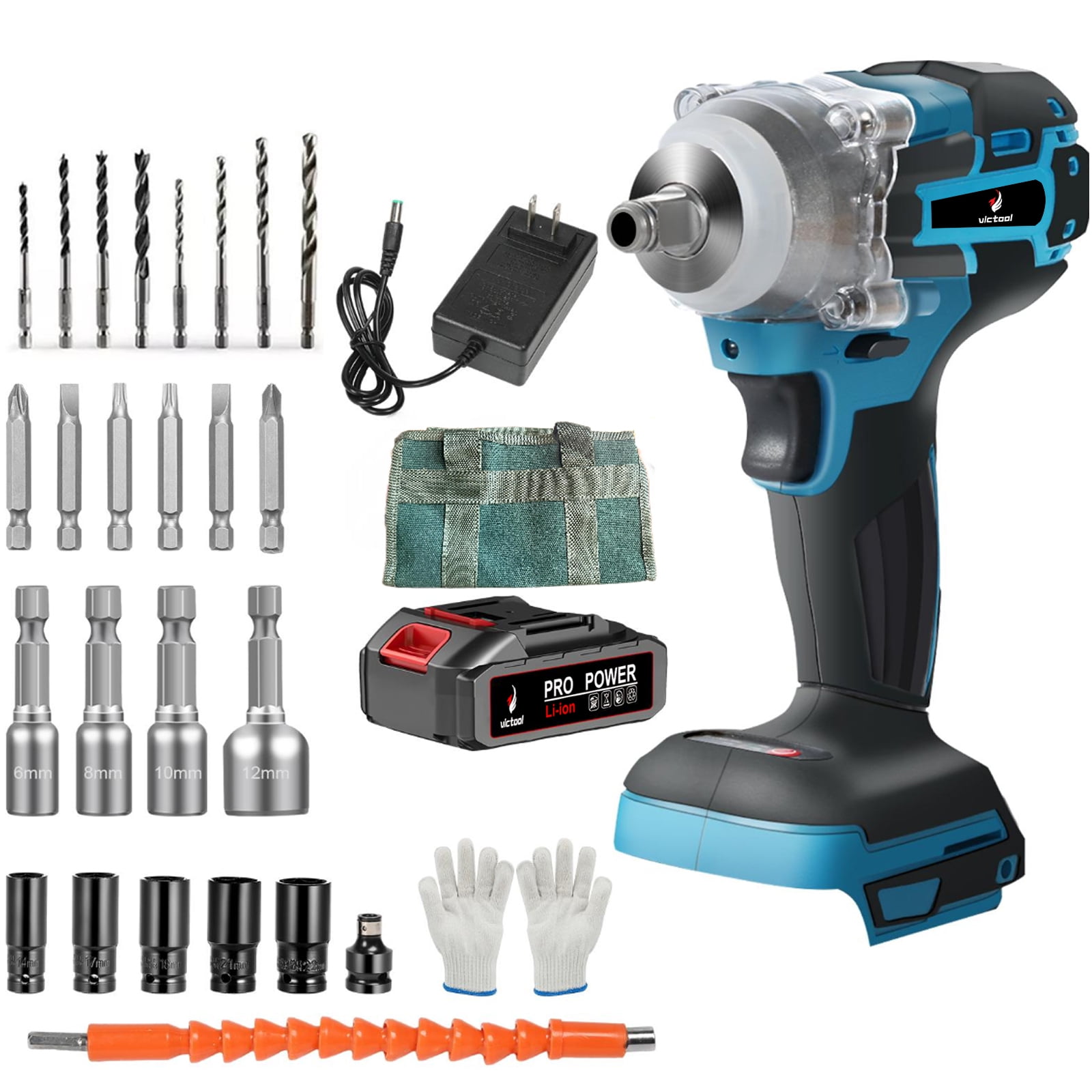 Victool 21V Brushless Impact Wrench Cordless Electric Screwdriver Rechargeable Drill Driver US Plug