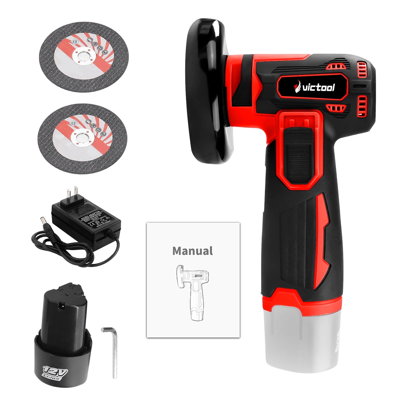 Victool 3 Inch 12V Lithium Electric Angle Grinder Handheld Polishing Grinding Machine Power Tools US