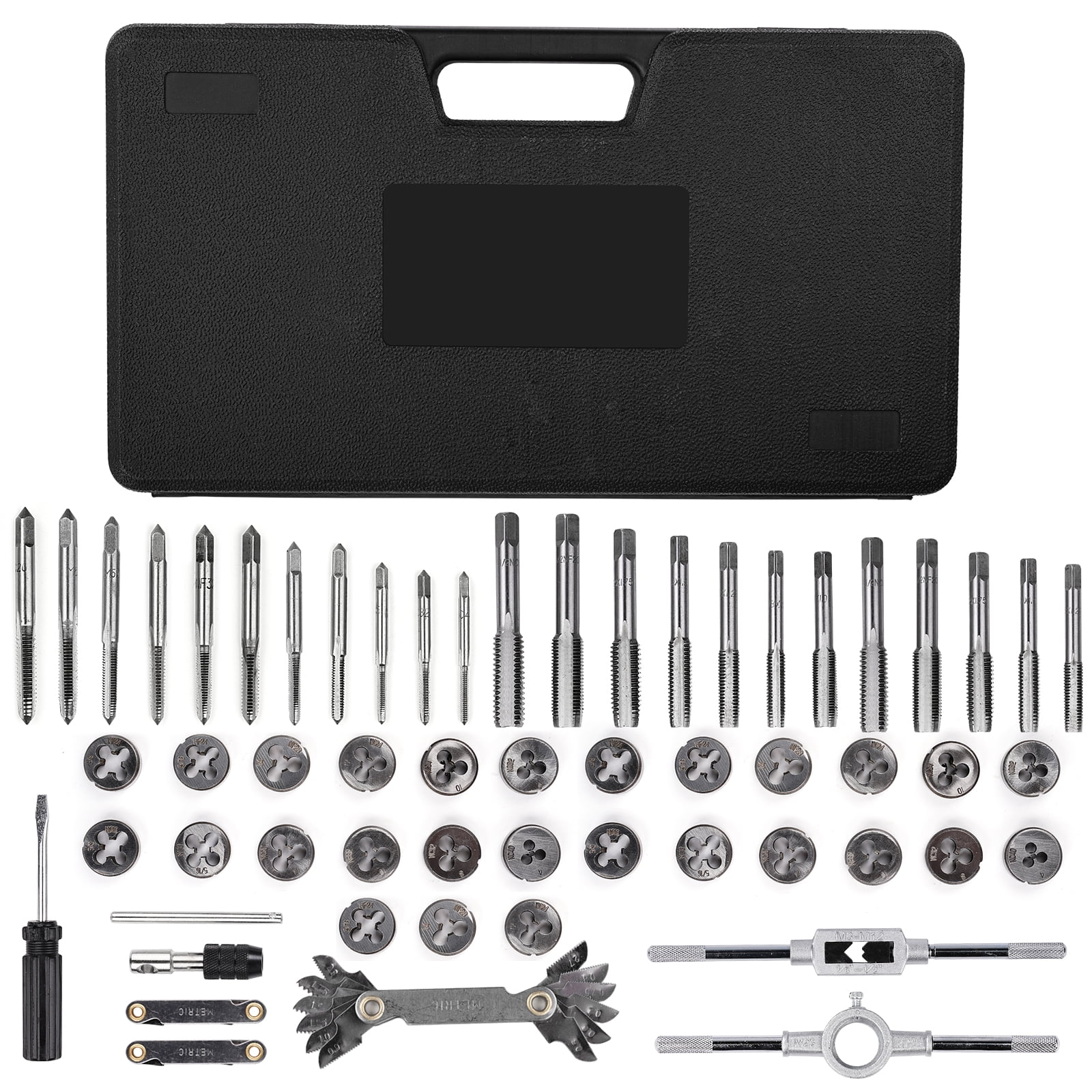 Victool 60pcs Tap and Die Set Metric or SAE Standard Taps and Dies Set Internal External Threading Tool