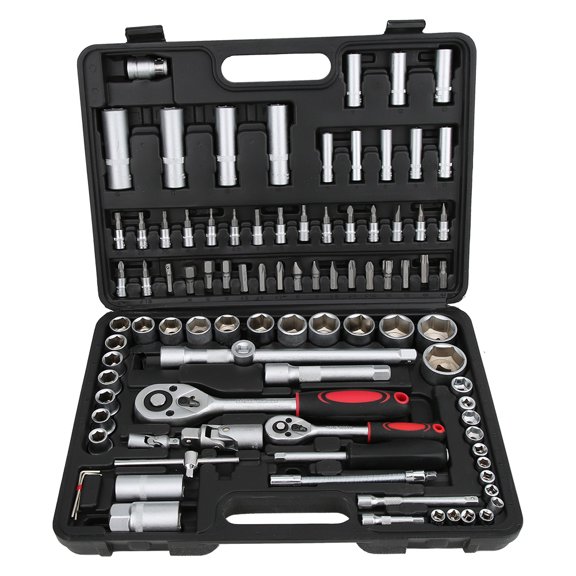 Victool 94 PC Piece Wrench Socket Screwdriver Tool Set Kit Mechanics 1/2 1/4inch w/case