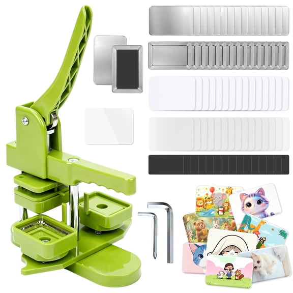 Victool Fridge Magnet Button Maker Machine 60x40mm DIY Square Badge Press Machine with 100pcs Supplies