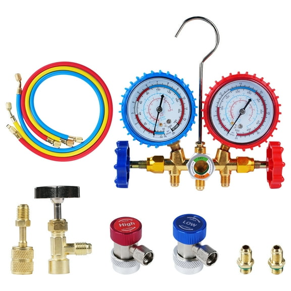 Victool Refrigerant Manifold Gauge Air Condition Refrigeration Set with Hose for R404A R12 R22 R134A
