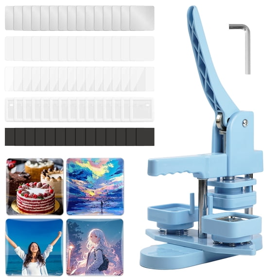 Victool Square Photo Magnet Button Maker Kit 2''x2'' Badge Press Machine with 100 Sets Making Supplies