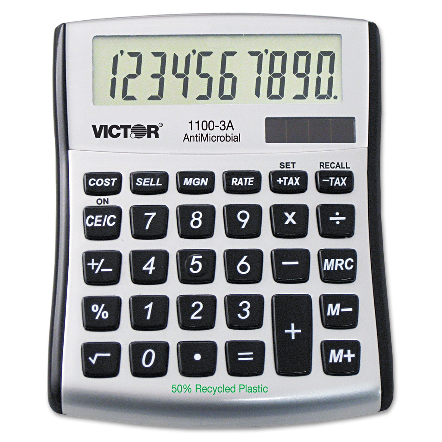 Victor 1100-3a Antimicrobial Compact Desktop Calculator, 10-digit Lcd