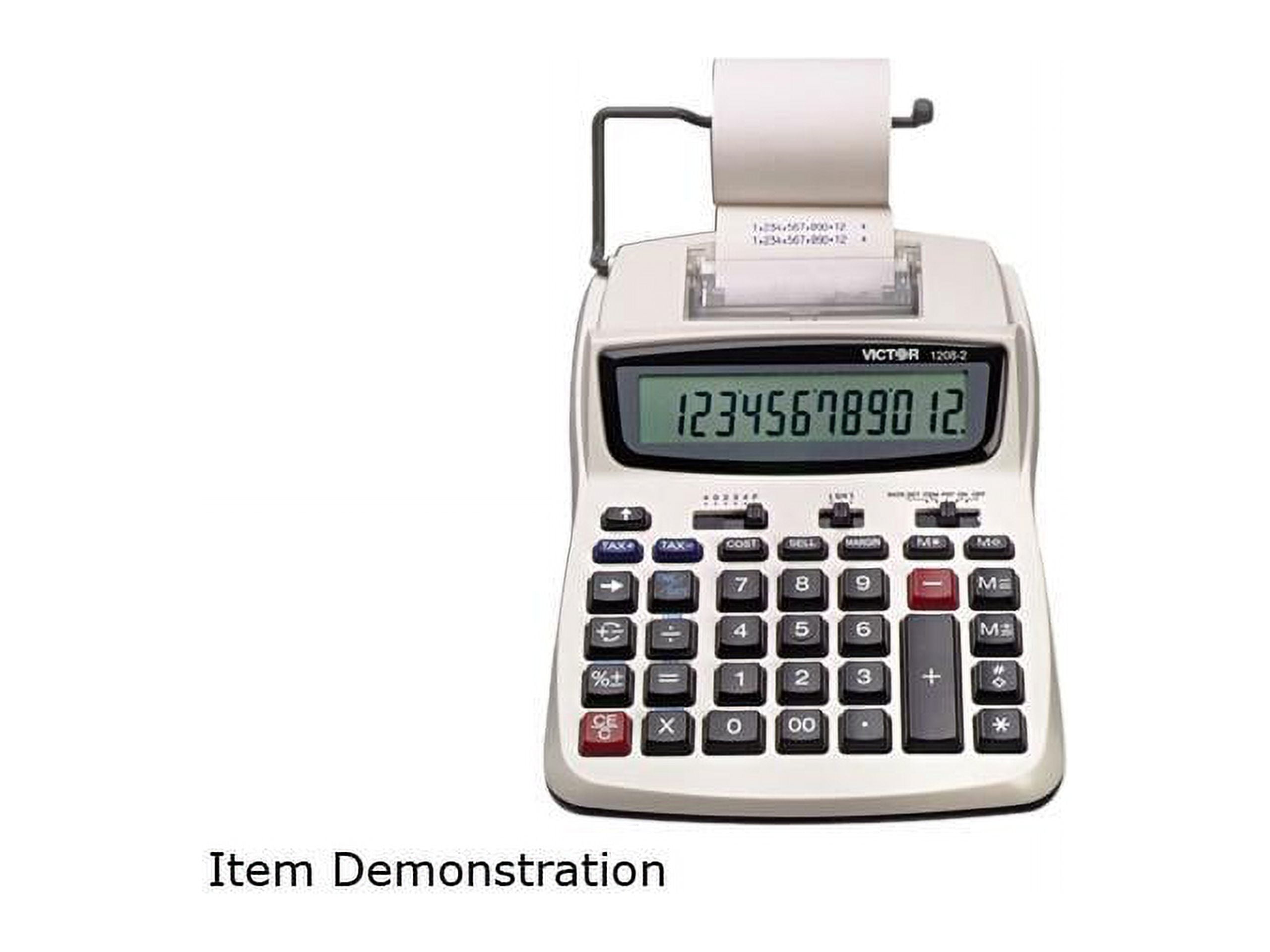 Victor 1208-2 Two-Color Compact Printing Calculator, 12-Digit LCD, Black/Red