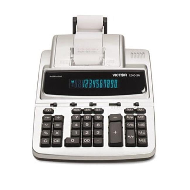Victor  1240-3A protective Desk Calculator  12-Digit Fluorescent  Two-Color Printing