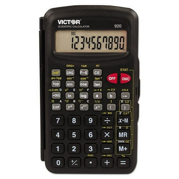 Victor 920 Compact Scientific Calculator With Hinged Case,10-Digit, Lcd