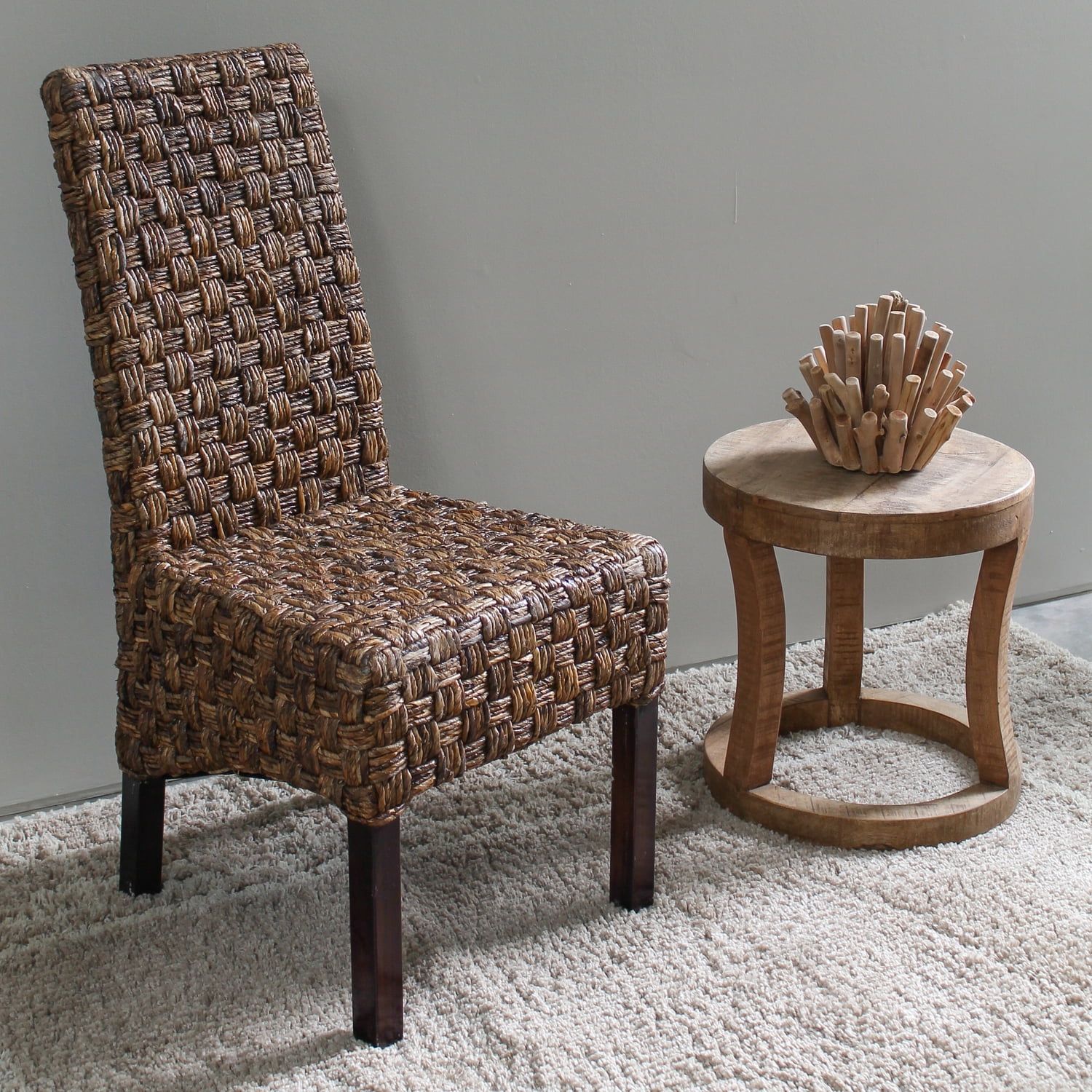Parsons High Side Chair in Salak Brown with Mahogany Frame
