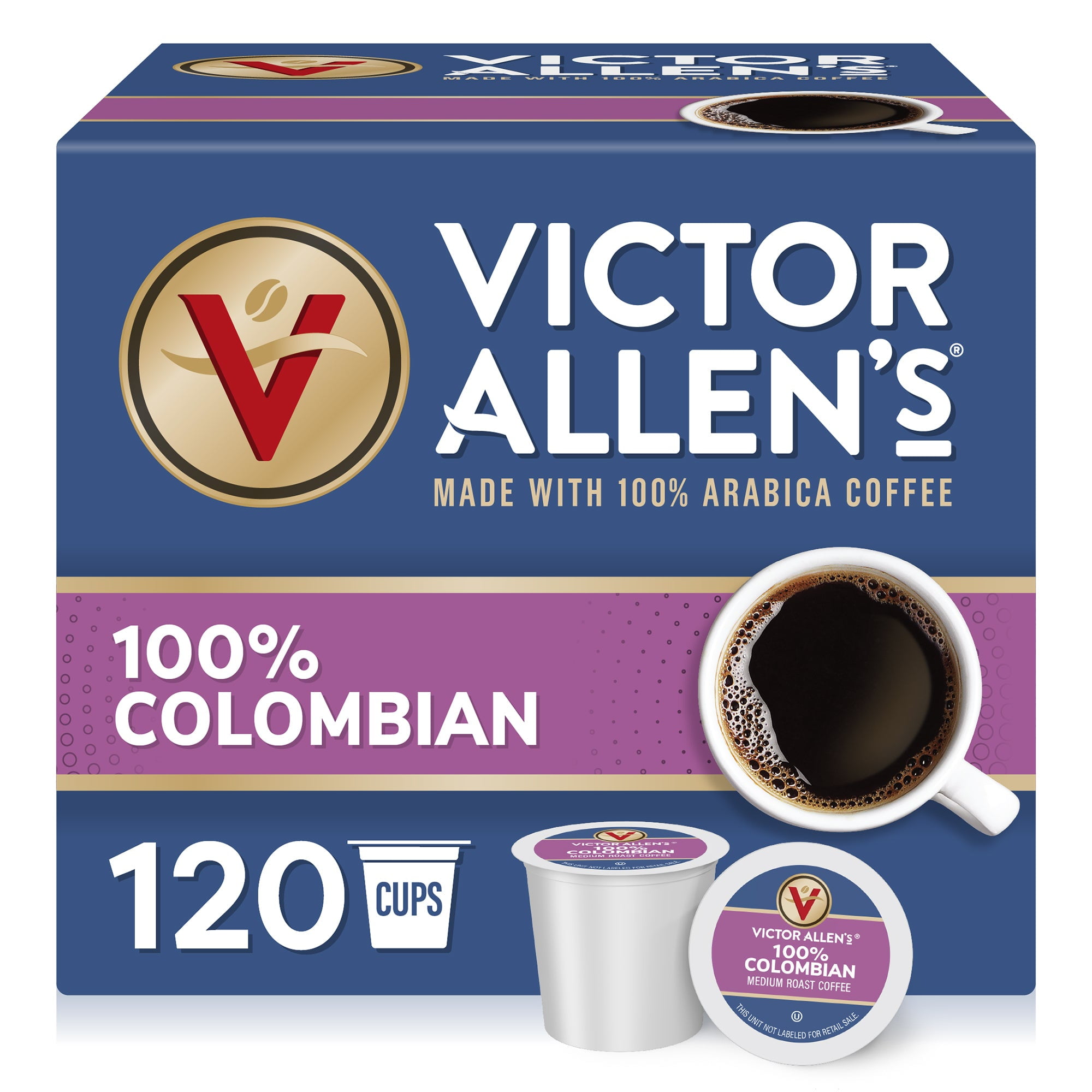 Victor Allen's Coffee 100% Colombian Coffee, Medium Roast, 120 Count, Single Serve Coffee Pods for Keurig K-Cup Brewers
