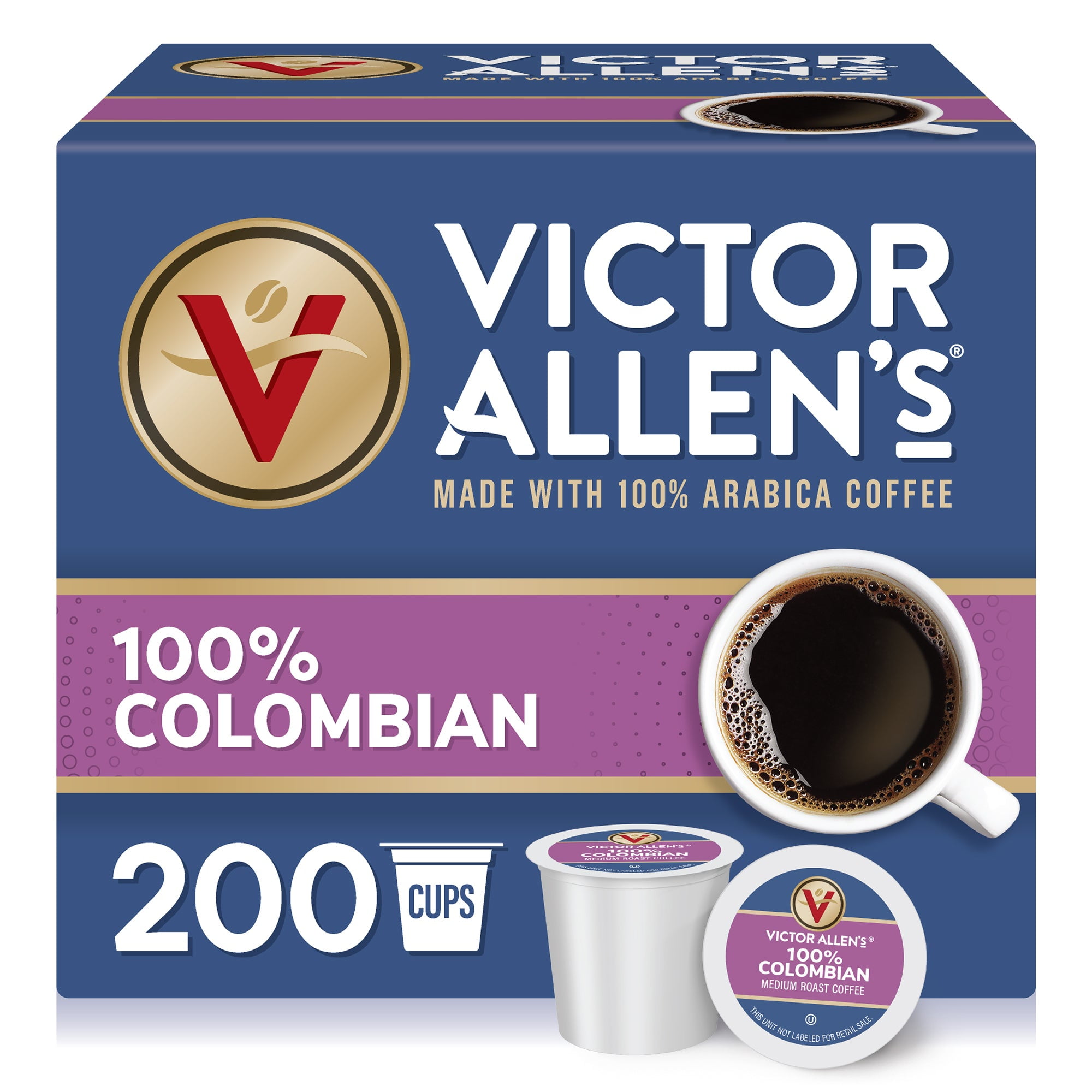 Victor Allen's Coffee 100% Colombian Coffee, Medium Roast, 200 Count, Single Serve Coffee Pods for Keurig K-Cup Brewers