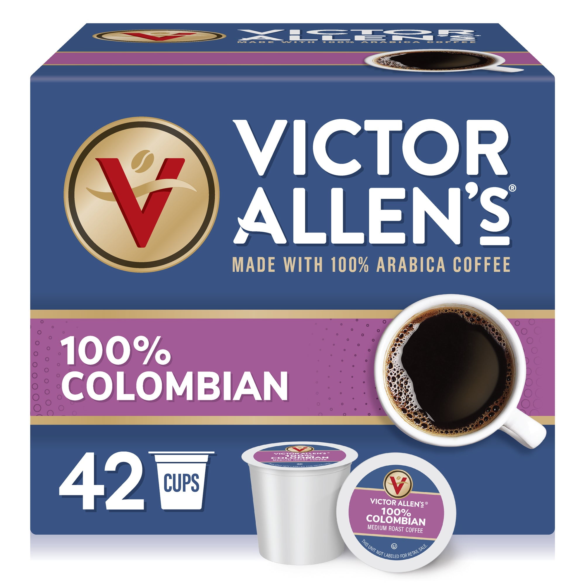 Victor Allen's Coffee 100% Colombian Coffee, Medium Roast, 42 Count, Single Serve Coffee Pods for Keurig K-Cup Brewers