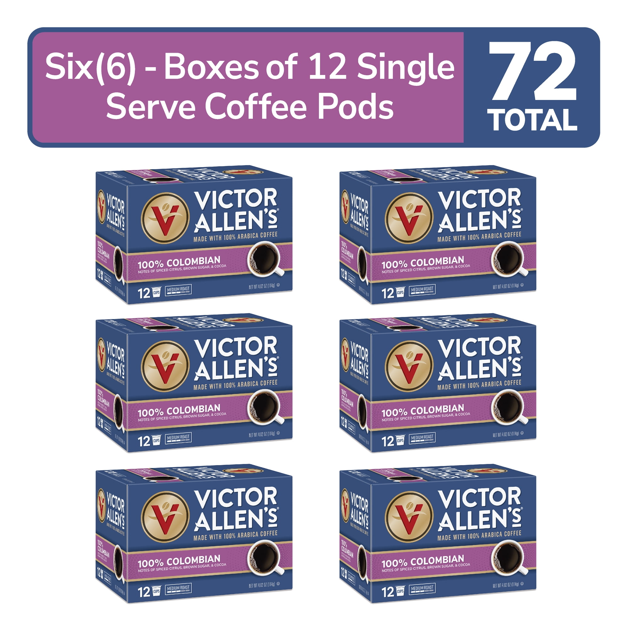 Victor Allen's Coffee 100% Colombian Coffee, Medium Roast, 72 Count, Single  Serve Coffee Pods for Keurig K-Cup Brewers - Walmart.com