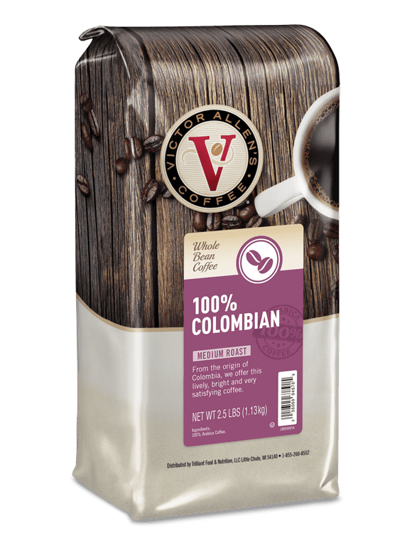 Victor Allen's Coffee 100% Colombian Whole Bean Coffee, Medium Roast, 2.5lb Bag