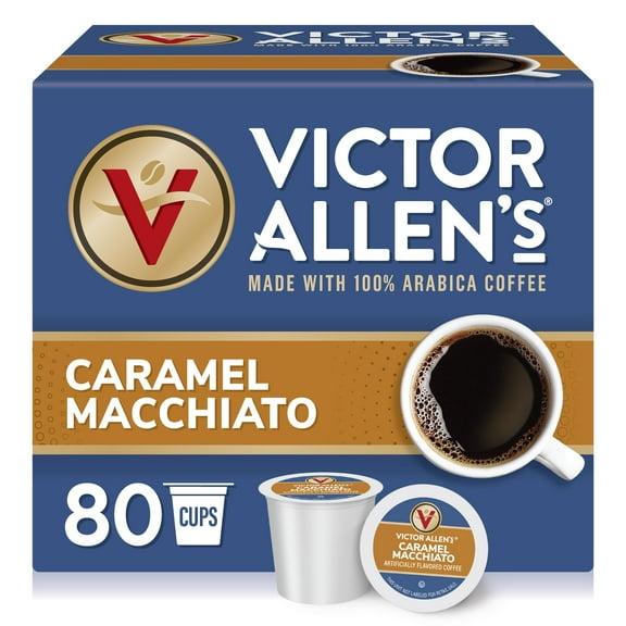 Victor Allen's Coffee, Caramel Macchiato, Medium Roast, 80 Count, Single Serve Coffee Pods for Keurig K-Cup Brewers