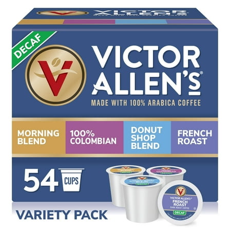 Victor Allen's Coffee Decaf Coffee Favorites Variety Pack, 54 Count, Single Serve Coffee Pods for Keurig K-Cup Brewers