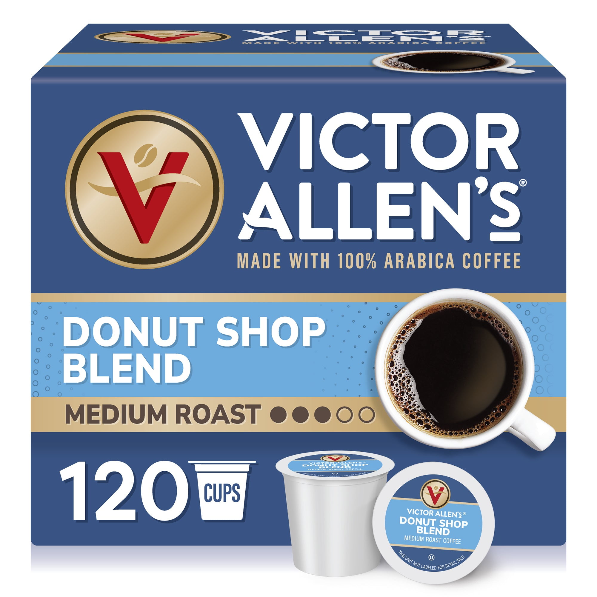 Victor Allen's Coffee Donut Shop Blend, Medium Roast, 120 Count, Single Serve Coffee Pods for Keurig K-Cup Brewers