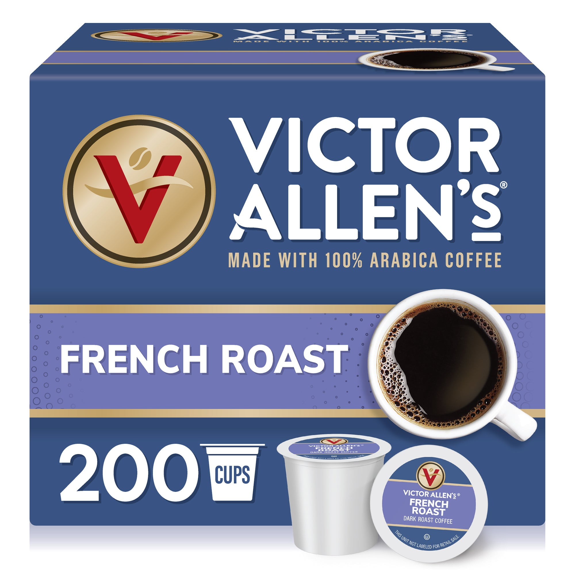 Victor Allen's Coffee French Roast, Dark Roast, 200 Count, Single Serve Coffee Pods for Keurig K-Cup Brewers