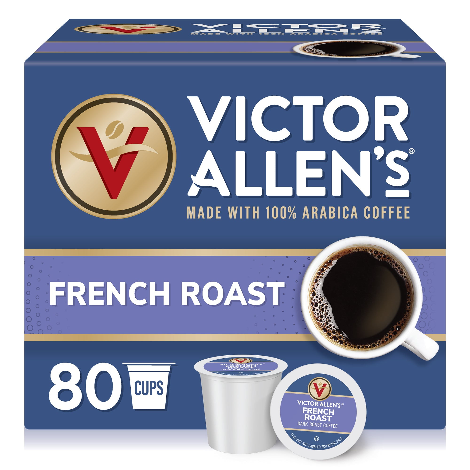 Victor Allen's Coffee French Roast, Dark Roast, 80 Count, Single Serve Coffee Pods for Keurig K-Cup Brewers