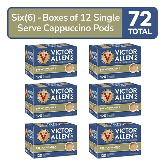 Victor Allen's Coffee French Vanilla Cappuccino, 6-12 Count, Single Serve Coffee Pods for Keurig K-Cup Brewers