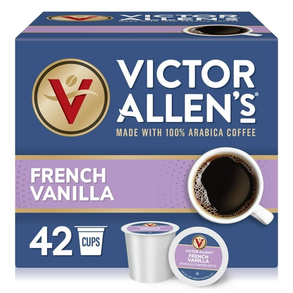 Victor Allen's Coffee French Vanilla Flavored Coffee, Medium Roast, 42 Count, Single Serve Coffee Pods for Keurig K-Cup Brewers