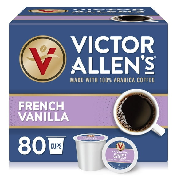 Victor Allen's Coffee French Vanilla Flavored, Medium Roast, 80 Count, Single Serve Coffee Pods for Keurig K-Cup Brewer