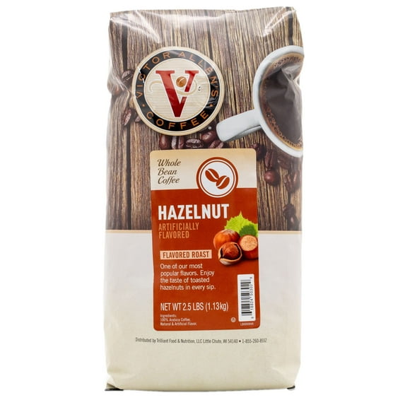 Victor Allen,s Coffee Hazelnut, Medium Roast, Whole Bean Coffee, 2.5# Bag