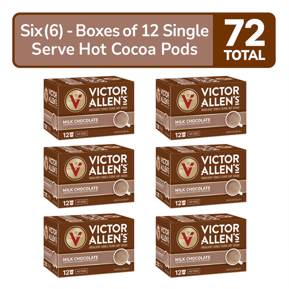 Victor Allen's Coffee Milk Chocolate Hot Cocoa, 72 Count, Single Serve K-Cup Coffee Pods