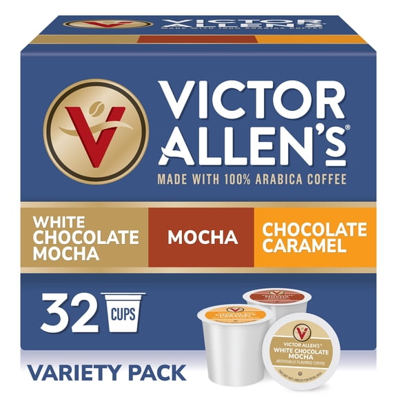 Victor Allen's Coffee Mocha Variety Pack (White Chocolate Mocha, Mocha, Chocolate Caramel), 32 Count, Single Serve Coffee Pods for Keurig K-Cup Brewers