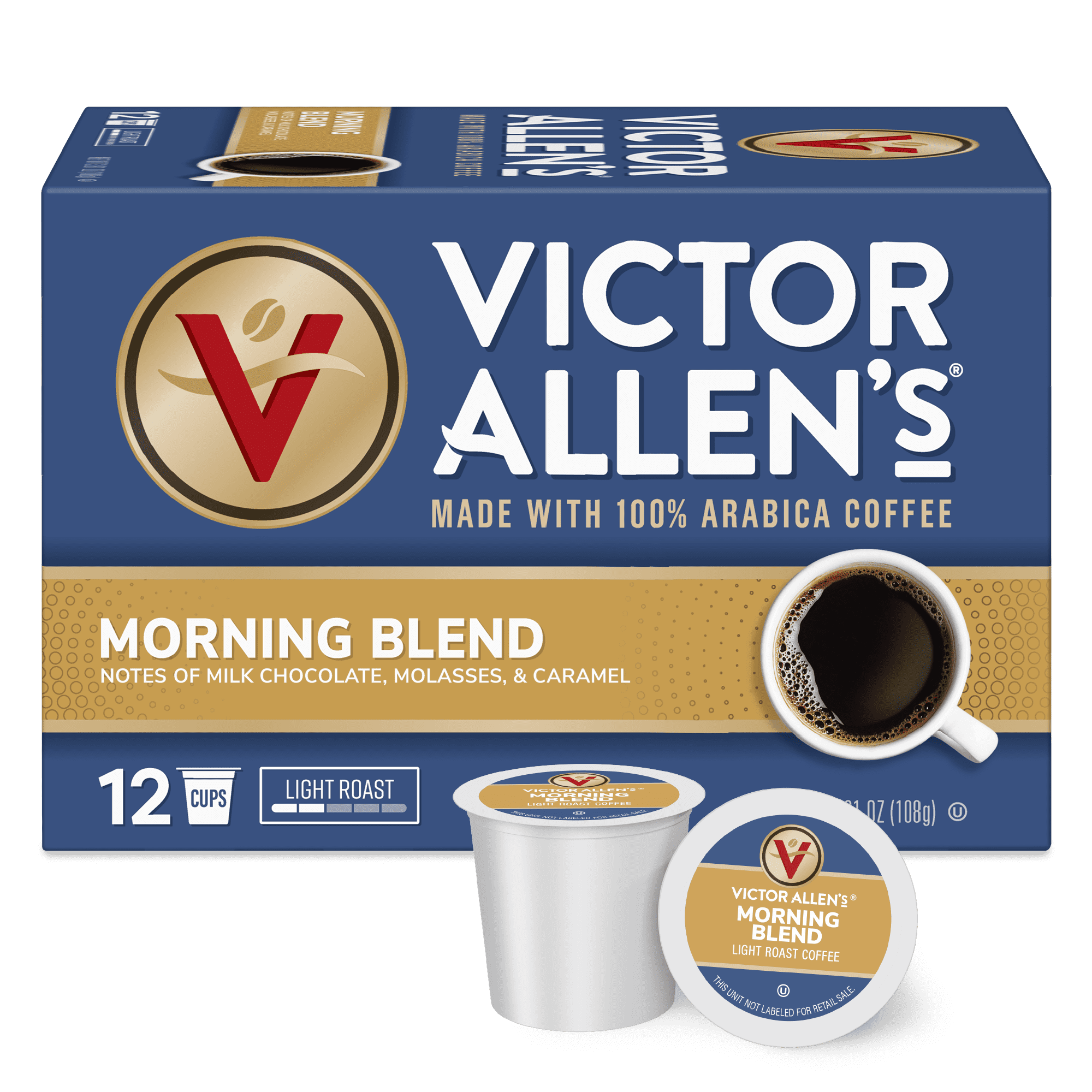 Victor Allen's Coffee Morning Blend Single Serve K-Cup Coffee Pods, Light Roast, 12 Count