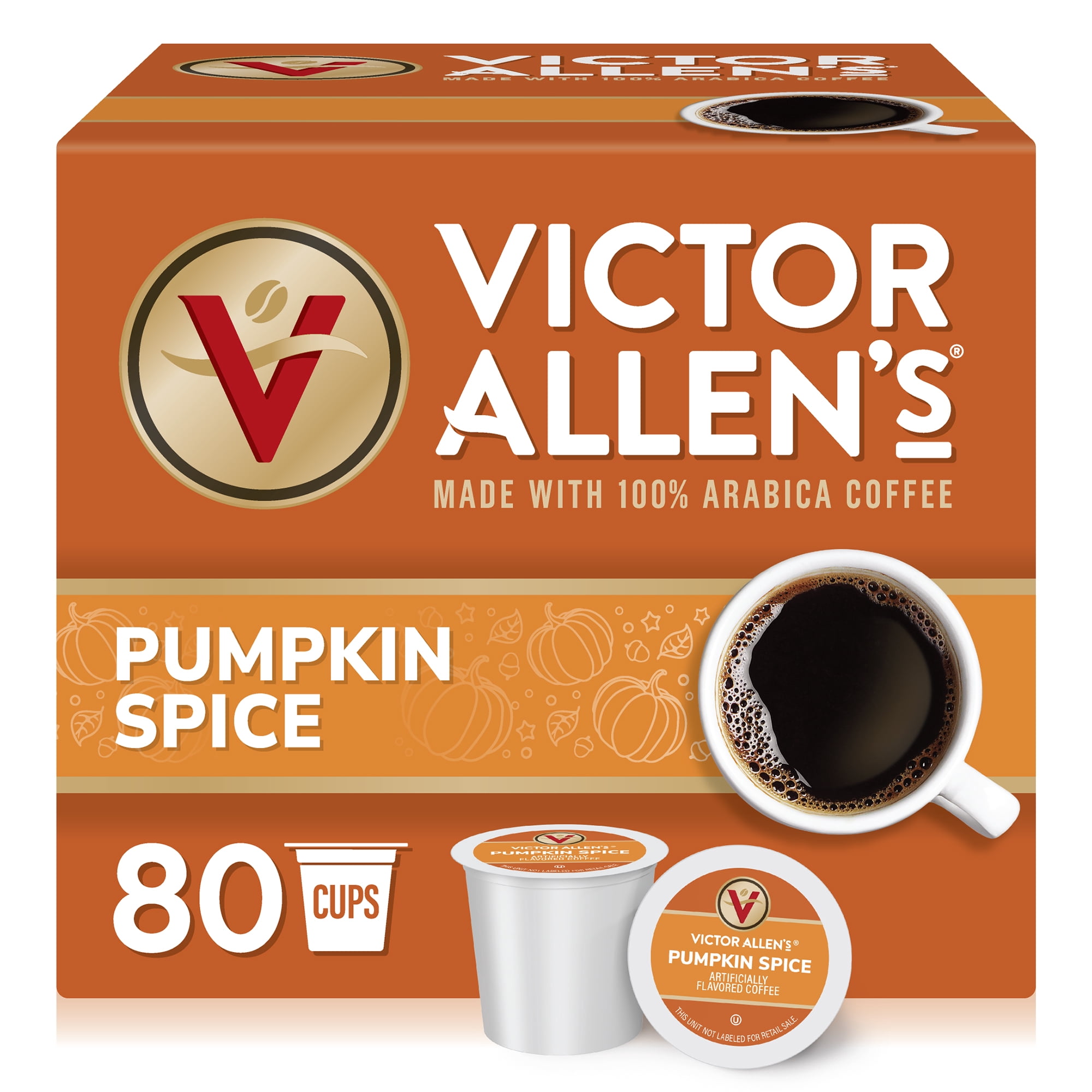 Victor Allen's Coffee Pumpkin Spice, Medium Roast, 80 Count, Single Serve Coffee Pods for Keurig K-Cup Brewers