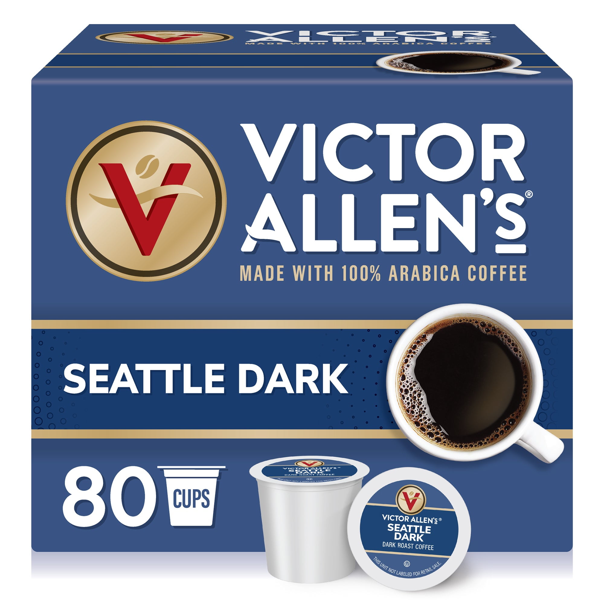Victor Allen's Coffee Seattle Dark, Dark Roast, 80 Count, Single Serve Coffee Pods for Keurig K-Cup Brewers