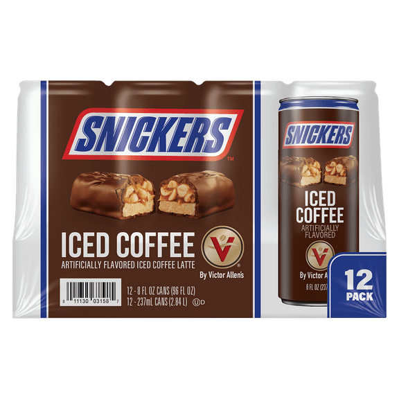 Victor Allen's Coffee Snickers Iced Coffee Latte, 8 Fluid Ounce (Pack of 12)
