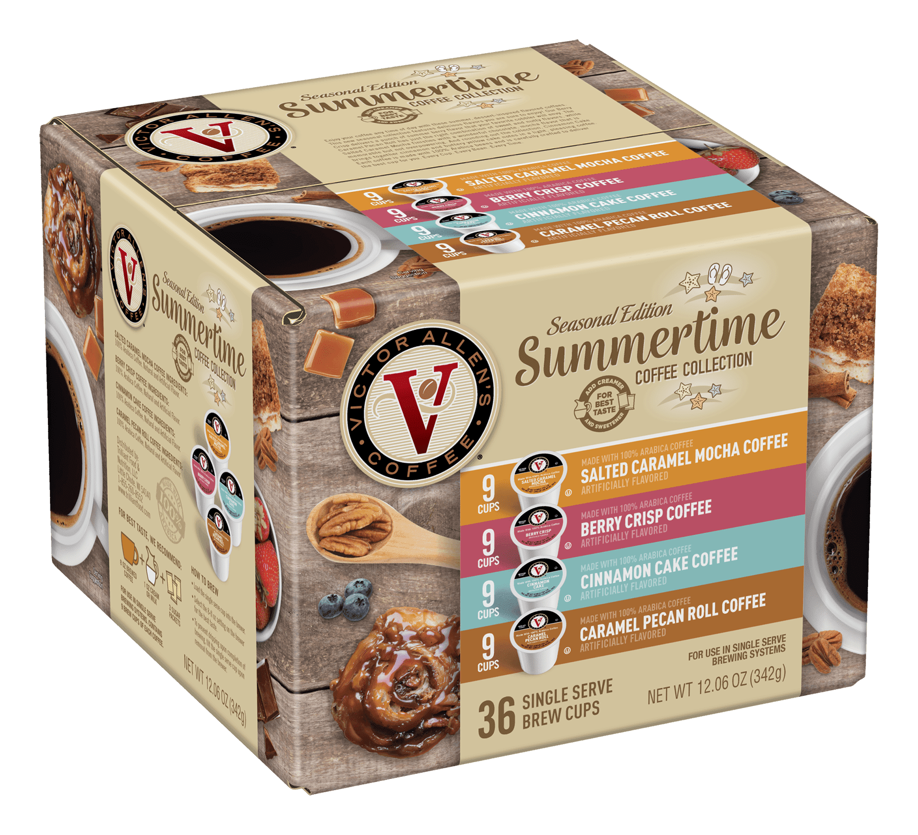 Victor Allen's Coffee Summertime Coffee Variety Pack, Medium Roast, 36 Count, Single Serve Coffee Pods for Keurig K-Cup Brewers