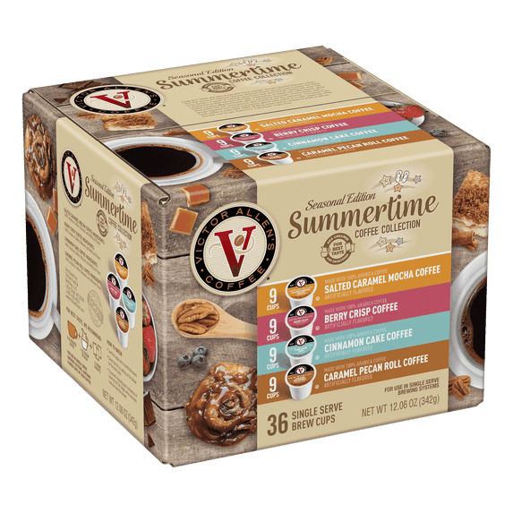 Victor Allen's Coffee Summertime Coffee Variety Pack, Medium Roast, 36 Count, Single Serve Coffee Pods for Keurig K-Cup Brewers