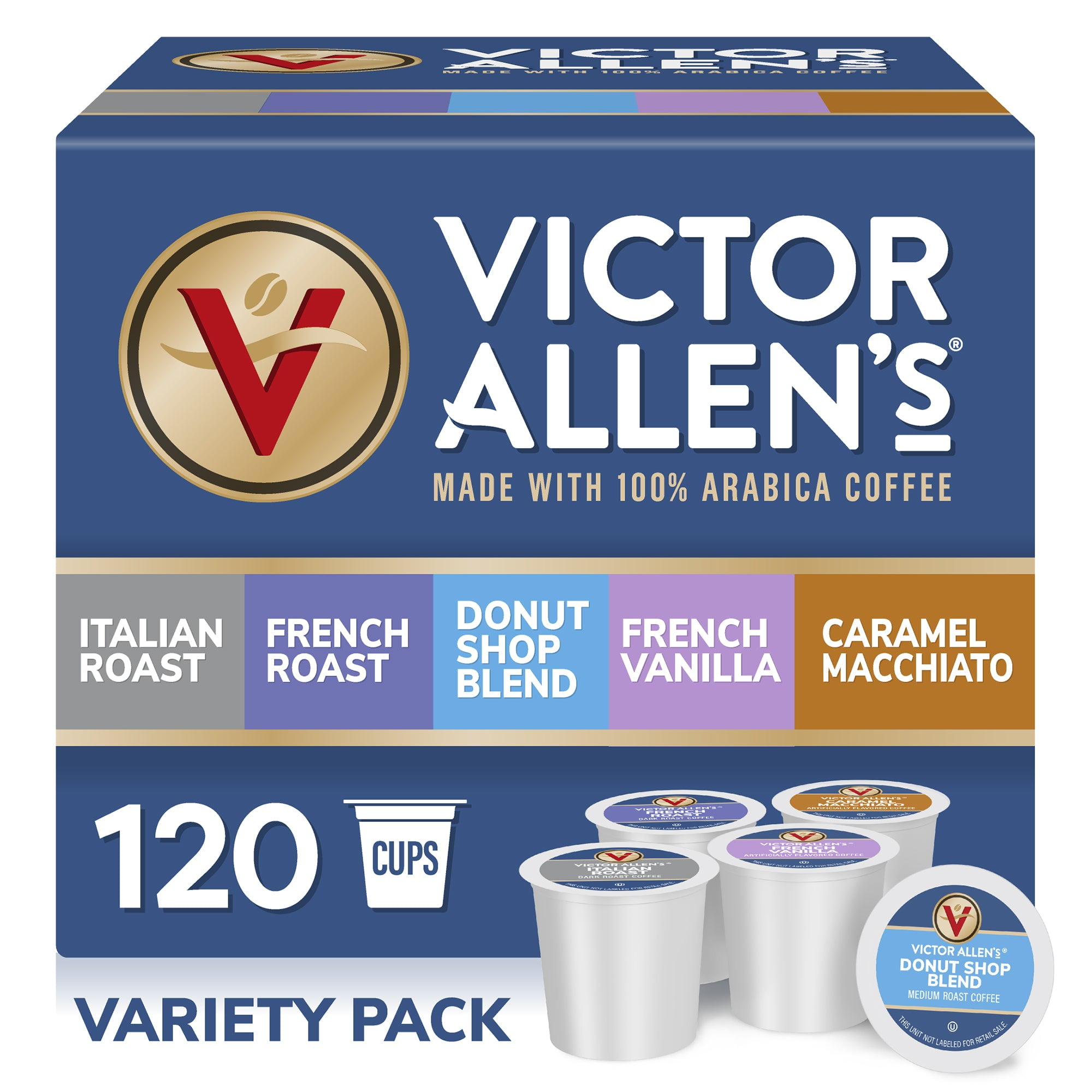 Victor Allen's Coffee Variety Pack, Light-Dark Roasts, 120 Count, Single Serve Coffee Pods for Keurig K-Cup Brewers