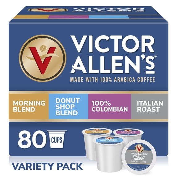 Victor Allen's Coffee Variety Pack, Light-Dark Roasts, 80 Count, Single Serve Coffee Pods for Keurig K-Cup Brewers