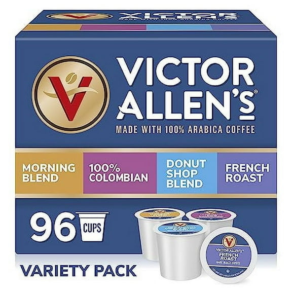 Victor Allen's Coffee Variety .. Pack, Light-Dark Roasts, 96 .. Count, Single Serve Coffee .. Pods for Keurig K-Cup .. Brewers