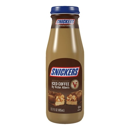 Victor Allen's Snickers Iced Coffee Latte, Cow Milk Ready to Drink, 13.7 oz Bottles